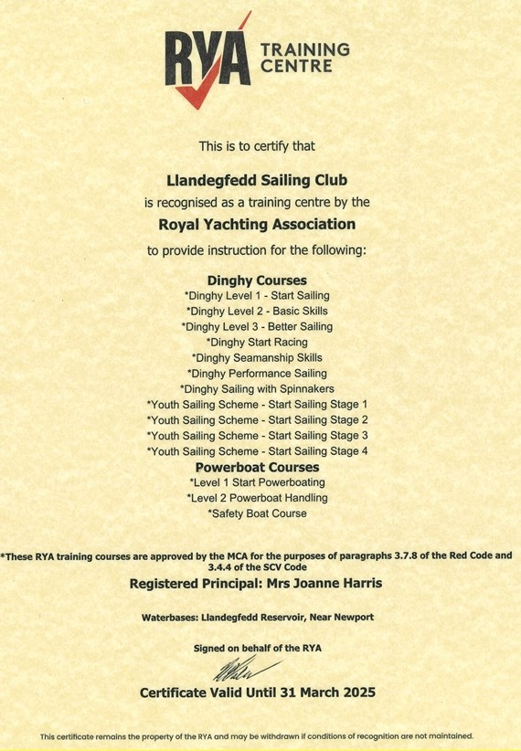 Our RYA RTC Certificate for practical sailing